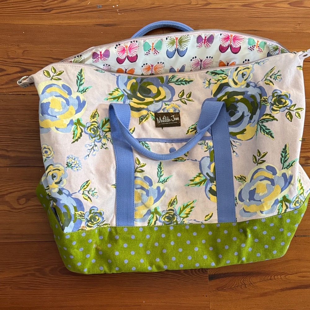 Matilda Jane Floral Canvas Travel Bag with Blue and Green